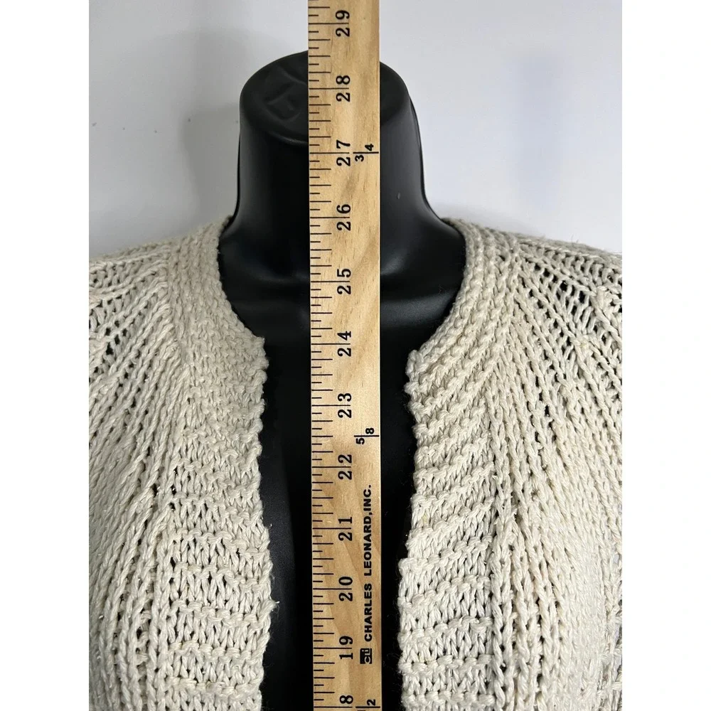 Simply Times Cream Knit Open Front Vest Sweater Size L Silk‎ Blend Vintage